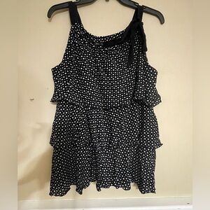 Style & Co tiered tank, lightweight, lined, decorative bow